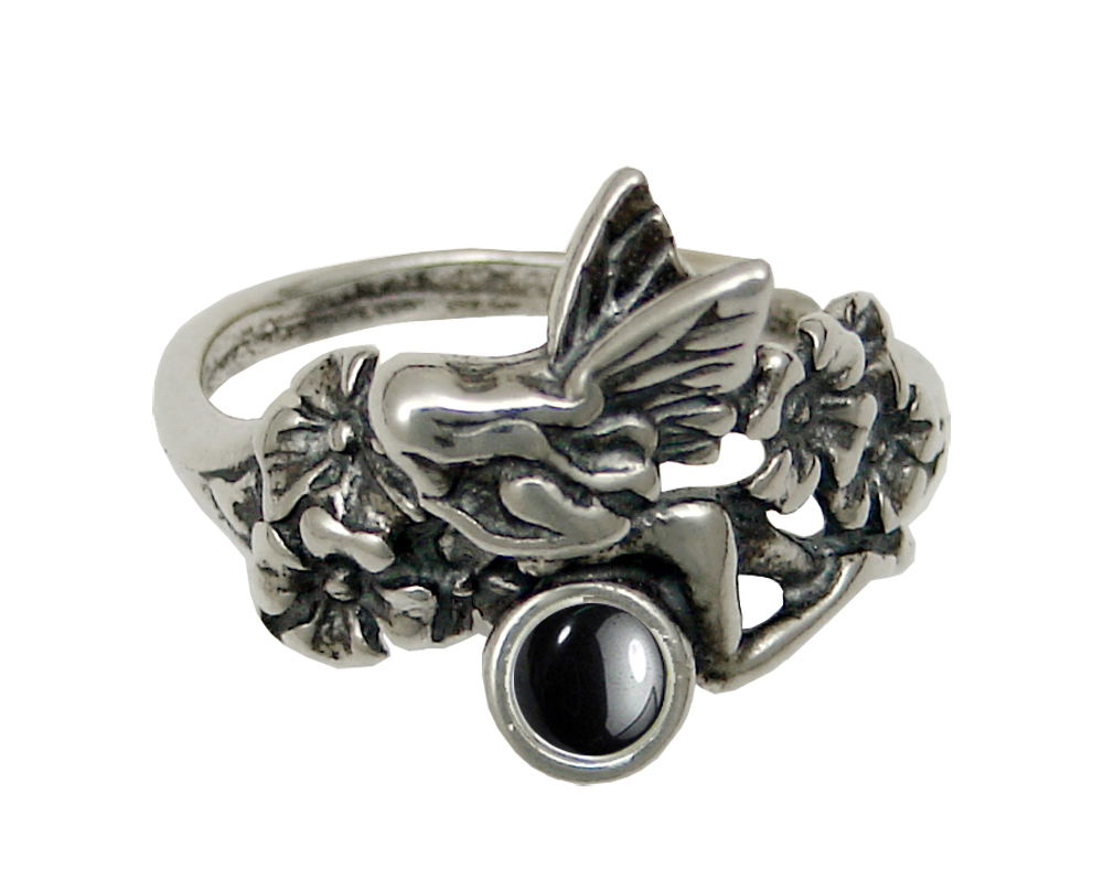 Sterling Silver Garden Fairy Ring With Hematite Size 10 Sterling Silver Garden Fairy Ring With Hematite Size 10